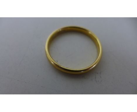 A 22ct Yellow Gold Wedding Band, Size R, approximately 3.7 grams - very light usage wear 