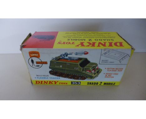 Dinky No 353 Shado 2 Mobile with button release flip over roof, multi directional rocket firing mechanism with two rockets, f