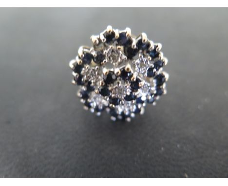 A 9ct yellow gold sapphire and diamond ring size K/L - weight approx 5.8 grams - light surface scratches and usage wear 