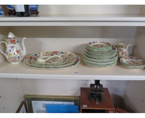 Mason's Ironstone china - "Bible Green" design - circa 1920's 32 pcs - including teapot, jug, ladle and 4 platters - crazing 