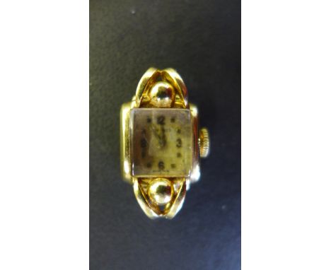 An 18ct yellow gold Longines ladies watch, manual wind, not working, case approx 7.4 grams, including glass 
