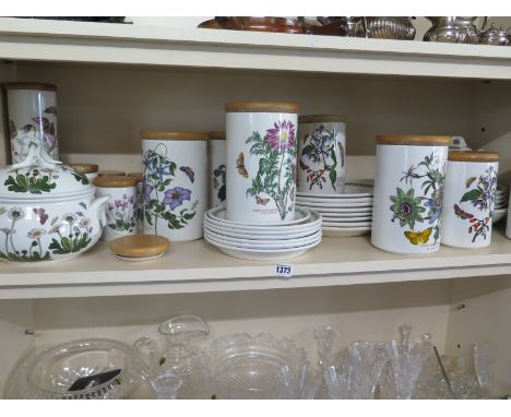 Portmerion "The Botanic Garden" pattern tableware, including canisters, a teapot and a tureen, 34 pieces - all generally good