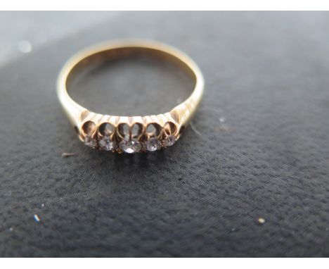 An 18ct Yellow Gold Five Stone Diamond Ring, size M, approx 2.3 grams - some heavy scratches towards shoulder 