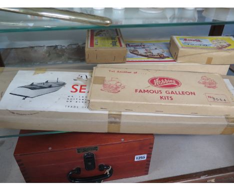 A Keil Kraft Sea Hornet Model Boat Kit - Ark Royal Kit, HMS Bounty Kit, Mayflower Kit and a Hobbies Famous Galleon Kit 