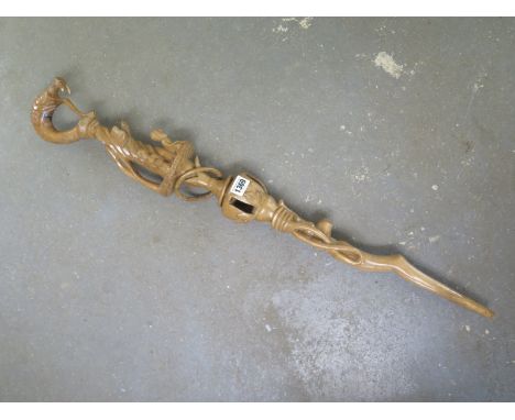 An interesting African Nyaminyami carved historical walking stick - Height 86cm - in good condition 