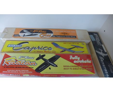 Keil Kraft Model Aircraft Kits - 26" Skystreak Stunt Model 64" Span Chief Class A-2 Nordic Glider, Radian 22"Span Control Lin