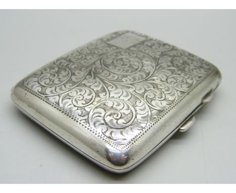 An engraved silver cigarette case, Birmingham 1926 