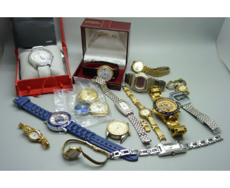 Watches including a gentleman's boxed Rotary, Guess and Timex, etc. 