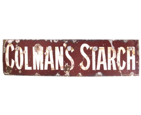 Colman's Starch - Imperial Enamel Birmingham - An early 20th century vintage industrial enamel point of sale porcelain enamel