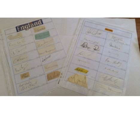 CRICKET, Test players, signed pieces laid down to A4 pages, each with eight signatures, inc. England, R Berry, D Brookes, R S