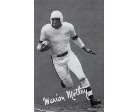 AMERICAN FOOTBALL, Marion Motley (Cleveland Brown), full-length player portrait in action pose, c.1952, 3.25 x 5.25, exhibiti