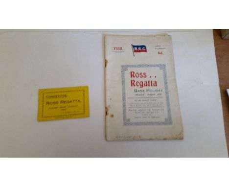 ROWING, programmes for Ross Regatta, 1928-1954, with competitor ticket for 1928, rusting to staples, slight tears and creasin