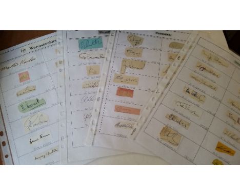 CRICKET, signed pieces laid down to A4 pages, Glamorgan (14 signatures), inc. Khan, Porter, Armstrong, R Hill, Davies, Lyons,