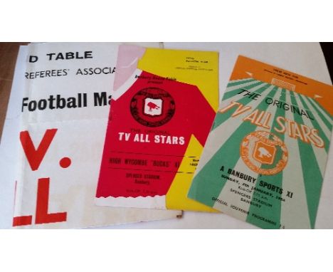 FOOTBALL, selection, inc. signed programmes, TV All Stars v High Wycombe 'Bucks' XI, 14th Jan 1962; v A Banbury Sports XI, 5t