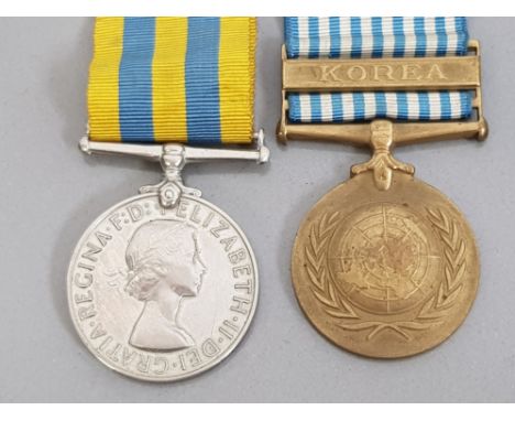 QUEENS KOREA AND UNITED NATIONS PAIR OF MEDALS AWARDED TO 22596869 PTE.A.HARDYS DURHAM LIGHT INFANTRY, PTE HAS AN OFFICIAL CO