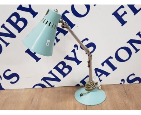 A RETRO DESK LAMP IN TURQUOISE