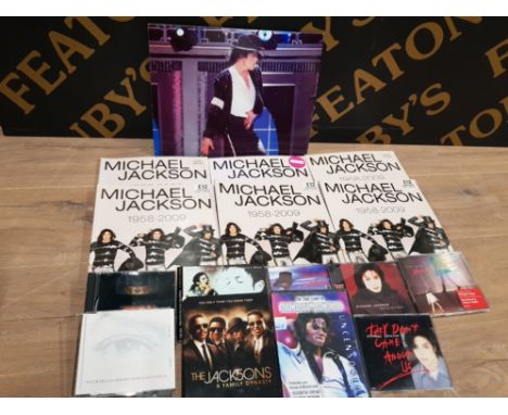 MICHAEL JACKSON 30TH ANNIVERSARY PHOTO OF HIM ON STAGE IN 2001, ALONG WITH A JOB LOT OF GUITAR MUSIC BOOKS, CDS AND OTHERS
