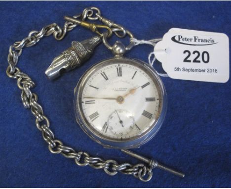 Large silver engine turned key wind, lever, pocket watch marked: 'The Express English Lever' and 'A.G. Graves of Sheffield' w