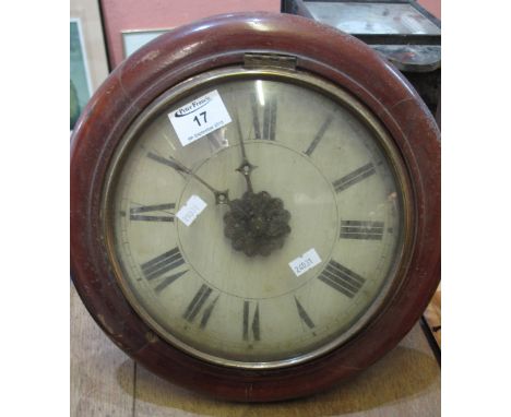 19th Century postman's alarm wall clock with printed Roman face.  31cm diameter. Lacks weights and pendulum.(B.P. 24% incl. V