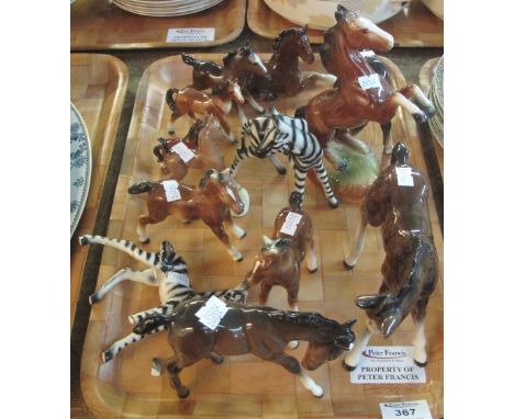 Tray of ceramic, mainly Continental studies, of horses and zebras.(B.P. 24% incl. VAT)