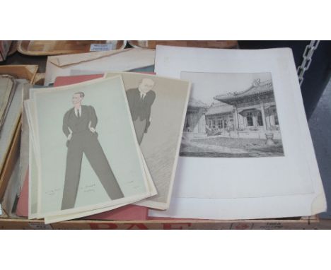 Tray of assorted etchings, portrait prints and other unframed works, various. (B.P. 24% incl. VAT)