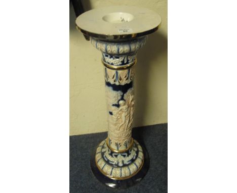 Italian ceramic relief moulded pedestal with dancing females decoration, 82cm high.(B.P. 24% incl. VAT)