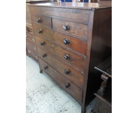 19th Century mahogany straight fronted chest of two short and four long drawers, on bracket feet.(B.P. 24% incl. VAT)