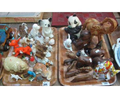Two trays of ceramic glass and wooden animals, various. (2)(B.P. 24% incl. VAT)