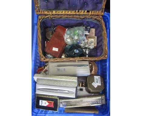 Box of costume jewellery including a harmonica.(B.P. 24% incl. VAT)