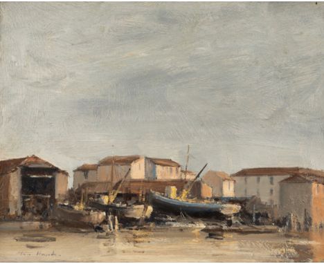 Ian Houston,&nbsp;British 1934-2021 -&nbsp;Evening Light- Chioggia, 1971;&nbsp;oil on board, signed lower left 'Ian Houston',