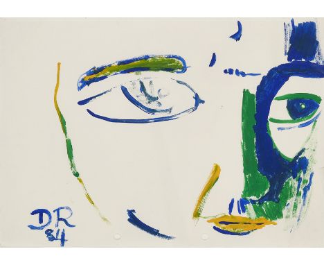David Robilliard,&nbsp;British 1952-1988 -&nbsp;Portrait, 1984;&nbsp;acrylic on paper, signed with initials and dated lower l