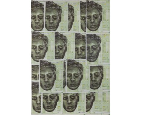 Adrian Schachter,&nbsp;American b.1996 -&nbsp;Untitled (Driving Test Report);&nbsp;silkscreen, ink and paper collage laid on 