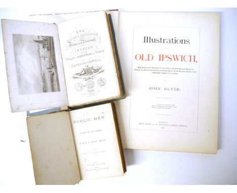 John Glyde: 'Illustrations of Old Ipswich, 1889, 1st edition, 12 plates as called for, folio, rebound quarter cloth gilt, top