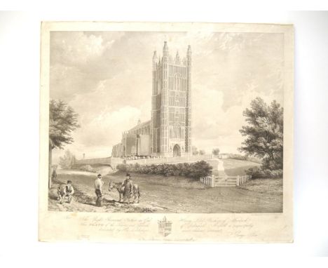 A hand coloured lithograph of Gillingham Hall &amp; Church by Henry Davy, 1863, 26cm x 40cm; plus an 1833 lithograph of Reden