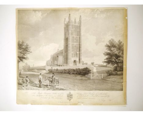 Redenhall Church 19th Century lithograph by George Fitt &amp; Day and Haghe, image approx 35 x 45cm; plus a Milton &amp; Four