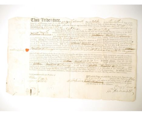 A 1793 Poor Law Parish indenture for an apprenticeship in husbandry, Little Dorrington, Devon. At this time State support for