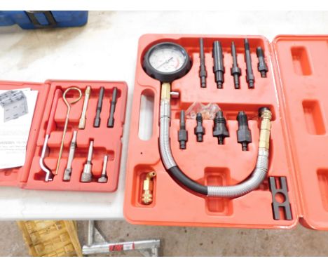 A Neilsen diesel engine compression tester kit and Sealey diesel engine setting/locking kit. (2)