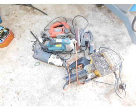 Various hand tools, including sanders, drill and jigsaws.