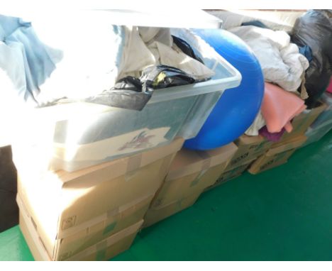 A quantity of material, blankets, etc., air cooler unit, hand tools, cleaning products, etc.