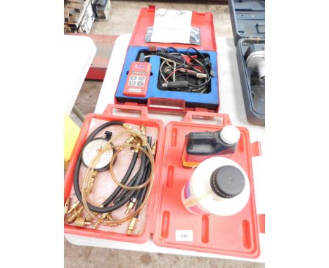 A Bluepoint Datacheck 200 for Metro/Rover 214/414, and Mac tools, basic fuel injection test set. (2)