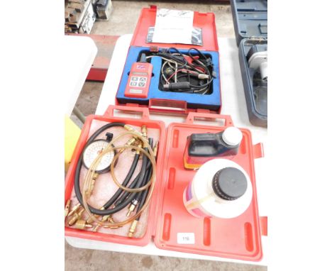 A Bluepoint Datacheck 200 for Metro/Rover 214/414, and Mac tools, basic fuel injection test set. (2)