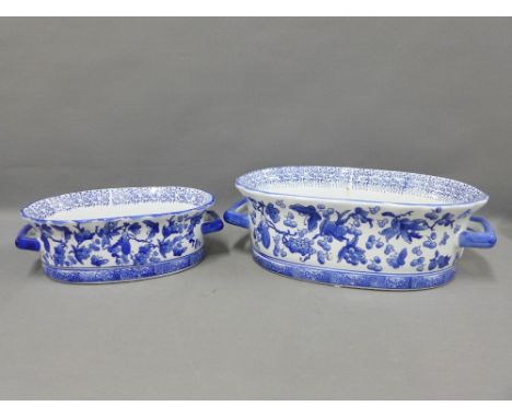 Moyses Stevens blue and white chinoiserie planter and another of smaller size (2) 38cm 