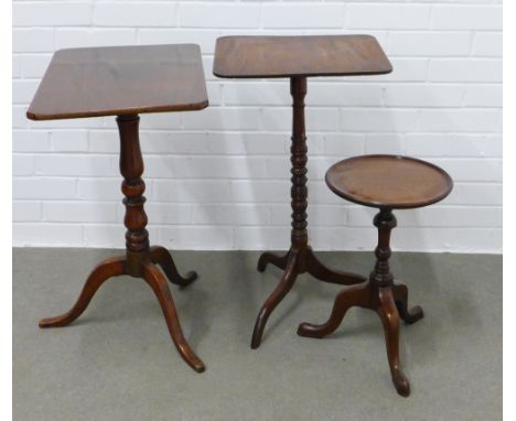 19th century mahogany pedestal wine table and two others, (3) (a/f) 