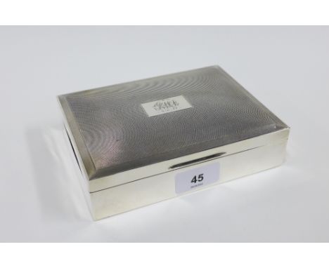 George VI silver cigarette table box, Birmingham 1937, with an engine turned lid and cedar lined interior, 17 x 13cm 