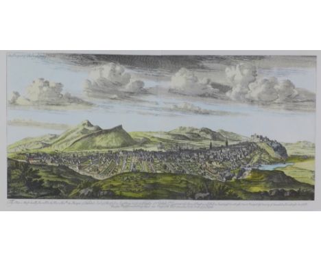 The Prospect of Edinburgh From the North, a colour engraved print, in a glazed Hogarth frame, size overall 96 x 53cm 
