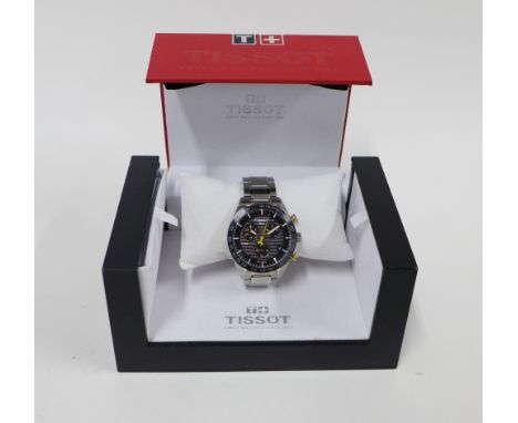 A Gents Tissot Chronograph Prs516 wrist watch on a stainless steel strap, case numbered T100417A, with presentation box and w