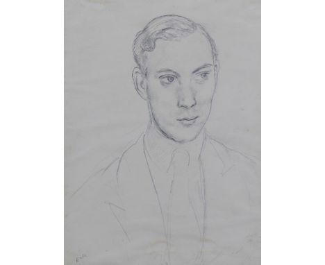 Edward Douglas Eade (British, 1911-1984) head and shoulders pencil sketch, signed, in a card mount but unframed, 27 x 37cm 