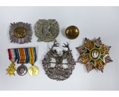 Gordon Highlanders silver brooch, Birmingham 1939, Atavis et Armis enamel brooch / badge, London Scottish Strike Sure, S Afri