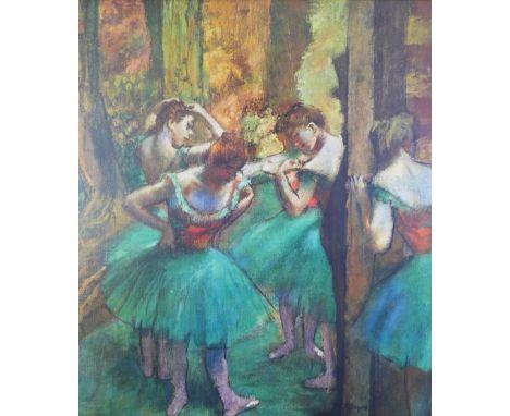 After Edgar Degas, The Green Dress, colour print  in a moulded ornate frame, size overall 68 x 73cm 