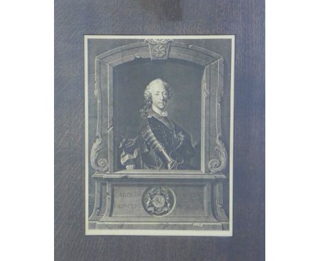 After Toqcue, 'Carolus Walliae Princeps - Charles Edward Stuart,  a framed print, 48 x 57cm 